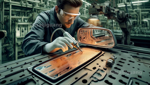 后視鏡（加熱片）激光蝕刻線(xiàn)路與傳統(tǒng)酸洗的對(duì)比(圖1)